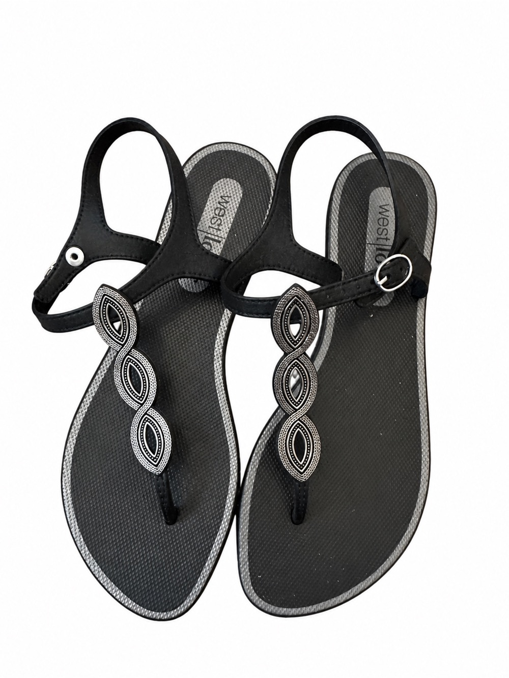 Black Embellished Thong Sandals Women’s Size 7